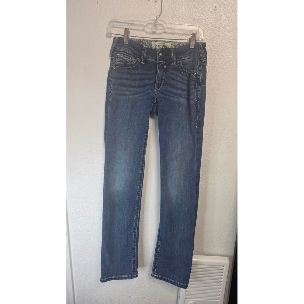 Ariat REAL Denim Straight Leg Jeans Womens 25R Blue Excellent